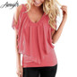 AWAYTR New Ruffles Women Tops Fashion 2018 Womens Summer Chiffon Blouse Plus Size 3XL Batwing Short Sleeve Casual Shirt
