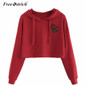 Free Ostrich Sweatshirt Hoodies Women Long Sleeve Floral Embroidery Hooded Sudadera Mujer sweatshirt Women Tumblr Harajuku No8