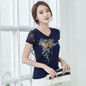 Camisetas Mujer 2018 Summer Tshirt Women Lace Short Sleeve Lady T Shirt Printing Styles Womens T-Shirt V-Neck Coats Woman 4xl