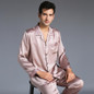 New Autumn Men's 100% Silk Sleepwear Sets Male Long-Sleeve 2 Pcs Set Pajamas Embroidery Collar Men pajamas Free Shipping