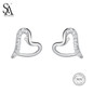 SA SILVERAGE Real 925 Sterling Silver Heart Stud Earrings Fine Jewelry For Women Trendy Rhinestones Silver Earrings Women Gifts