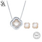 SA SILVERAGE 925 Sterling Silver Jewelry Sets Necklaces Pendants Stud Earrings Fine Jewelry Silver Pendant Necklace Earrings