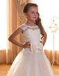 2017 New Fashion First Communion Dresses for Girls Cap Sleeve Lace Flower Girl Dress for Weddings Lace up Back Pageant Dresses