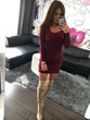 2017 New Fashion Autumn Winter Sexy Party Women Wine Red Black Bodycon Dresses O-Neck Long Sleeve Slim Dress Mini Vestidos