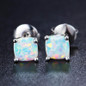 Fashion 6MM Opal Silver Stud Earrings Charm Jewelry