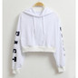 2017 Autumn Letter Print Cropped Hoodie Women Harajuku with Hoody Sweatshirt Women Pink Black Sweat Femme Oversized Hoodie
