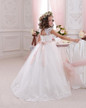2017 Hot White Flower Girl Dresses for Weddings Lovely Lace Bow Girls Pageant Dresses First Communion Dresses for Little Girls