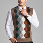 2017 Fashion Design Sleeveless Male Cashmere V Neck Sweater Vest Men Knitted Waistcoat Argyle Pattern