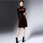 SORCHIDF Women Sexy Velvet Mandarin Collar Vintage Elegant Dress Pleated Party Dress