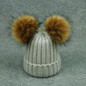 2017 winter hats children caps cute girls boys knitted wool cotton hat two pom poms baby kids beanies warm quality women hats