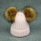 2017 winter hats children caps cute girls boys knitted wool cotton hat two pom poms baby kids beanies warm quality women hats