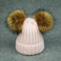2017 winter hats children caps cute girls boys knitted wool cotton hat two pom poms baby kids beanies warm quality women hats