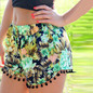2016 Fashion Women BeachTassel Casual Cheap Elastic High Waist Floral Shorts Summer Style Pantalones Cortos Mujer Feminino