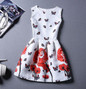 2017 New Summer Casual Dresses Women Sleeveless Vest Dress Lady Floral Print O Neck A Line Party Short Slim Dress Vestidos