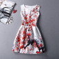 2017 New Summer Casual Dresses Women Sleeveless Vest Dress Lady Floral Print O Neck A Line Party Short Slim Dress Vestidos