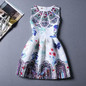 2017 New Summer Casual Dresses Women Sleeveless Vest Dress Lady Floral Print O Neck A Line Party Short Slim Dress Vestidos
