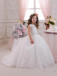 2016 White/Ivory Princess Lace Beading Ball Gown Flower Girl Dresses for Birthday wedding party first communion dress for girl