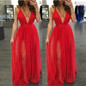 2016 Summer Women Casual Sexy Sleeveless Chiffon Evening Party Dress Female Beach Backless Long Maxi Dress Red vestido de festa