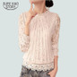 2016 New Summer Ladies White Blusas Women's Long Sleeve Chiffon Lace Crochet Tops Blouses Women Clothing Feminine Blouse 51C