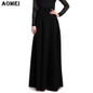 S M L 5XL New High Waist Pleat Elegant Skirt Wine Red Black Solid Color Long Skirts Women Faldas Saia 5XL Plus Size Ladies Jupe