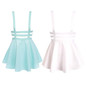 Retro Hollow Mini Skater Cute Women Suspender Clothes Straps High Waist Skirt