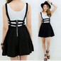 Retro Hollow Mini Skater Cute Women Suspender Clothes Straps High Waist Skirt