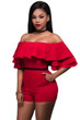 2017 Summer New Sexy Elegant Style Jumpsuit Off Shoulder Ruffle Party Romper Short Playsuits Women Overalls LC64252