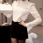 2017 New Fashion Ladies White Blusas Women's Long Sleeve Lace Crochet Tops Blouses Women Clothing Feminine Blouse