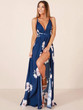 Floral V-Neck Backless Maxi Dresses
