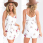 Floral Print Dresses Summer Boho Spaghetti Strap Women Dress White V-neck Tassel Backless Sexy Vestidos 2017 Beach Dress