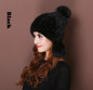 2016 New mink hat Ladies fashion Fox fur ball fur hat Mink knit hats Casual mink hat Female Headgear