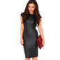 2017 Summer Sexy Women PU Leather Dress Short Sleeve Bodycon Midi Office Dress Black Sexy Club Pencil Party Dresses Vestidos XXL