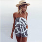 2017 summer sexy beach jumpsuit rompers casual slash neck overalls Stripe off shoulder ruffles short women playsuit bodysuit
