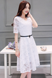 2017 Summer openwork Lace Dress Knee length Vestidos Short sleeve Women dress Fashion Floral Casual dress