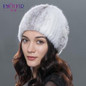ENJOYFUR Women winter fur hat real mink fur hat thick warm fashion knitted fur beanies cap good qualtiy fur headwear