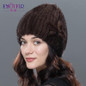 ENJOYFUR Women winter fur hat real mink fur hat thick warm fashion knitted fur beanies cap good qualtiy fur headwear