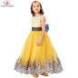 Grace Karin Yellow Flower Girl Dresses With Ribbon Bow Princess Evening Pageant Gowns Satin Lace Applique Kids Communion Dresses