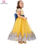 Grace Karin Yellow Flower Girl Dresses With Ribbon Bow Princess Evening Pageant Gowns Satin Lace Applique Kids Communion Dresses