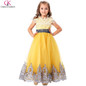 Grace Karin Yellow Flower Girl Dresses With Ribbon Bow Princess Evening Pageant Gowns Satin Lace Applique Kids Communion Dresses
