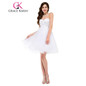 Grace Karin Sweetheart White Prom Dresses Short Organza Beaded Cocktail Party Dress Real Sample Robe De Cocktail Prom Dress 2017