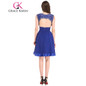 Grace Karin Short Prom Dress 2017 Backless Lace Chiffon Royal Blue Formal Party Gowns Knee Length Sexy Bridesmaid Prom Dresses