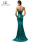 Grace Karin Sexy Purple teal Green Sequin Gown Mermaid Long Evening Dresses 2017 Trumpet One shoulder Evening Party Dress 7545
