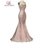 Grace Karin Sequin Long Evening Dress 2017 Sparkly Dark Salmon Purple Elegant Formal Dresses Mermaid Evening Gowns High Quality
