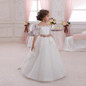 2016 New Hot White Ivory Lace Flower Girls Dresses With Belt Floor Length Princess Baby First Communion Dress For Wedding