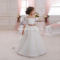 2016 New Hot White Ivory Lace Flower Girls Dresses With Belt Floor Length Princess Baby First Communion Dress For Wedding