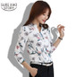 2016 New Fashion printed V- neck shirt plus size women Chiffon Blouse Shirt Female Work Office Tops Blusas 882G