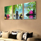 Canvas Painting Wall Art Decor SPA Stone Green Bamboo Pink 3 Panels Modern Zen Canvas Painting Prints Giclee Art