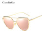 CandisGY Hot Sell Cat Eye Women Sunglasses Lady Fashion Brand Desinger Mirror Flat Lens Sun Glasses Female Sunglasses Oculos