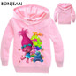 2017 Boys Girls Outwear Trolls clothes Hoodies Cartoon Troll Costumes Clothes T shirts Children's Sweatshirts For Boys Kids Tops