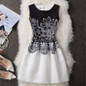 2017 Black White Office Women Dress Harajuku Mini Vintage Summer Dress Work Wear Formal Sleeveless Vestidos De Festa Clothing